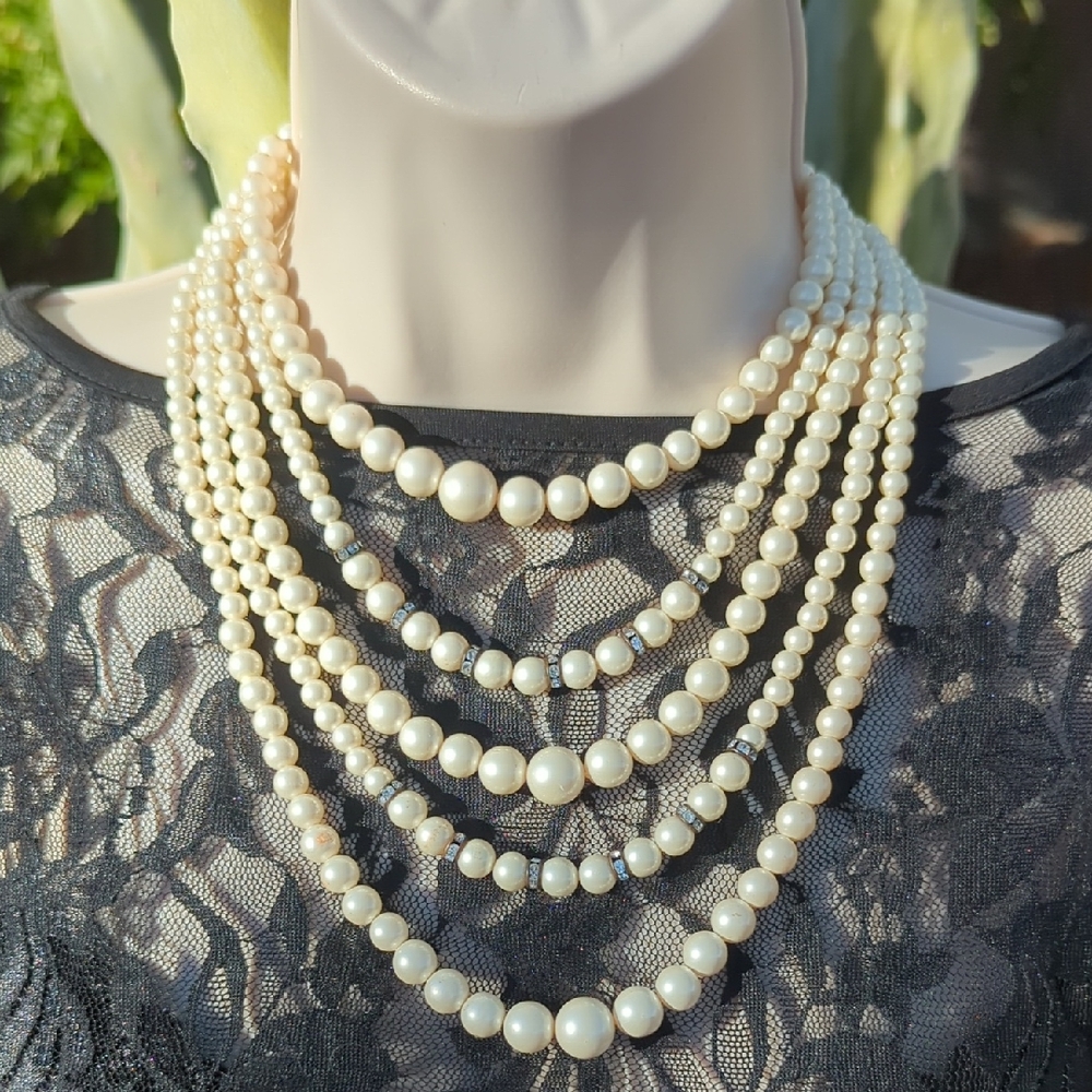 Vintage Chatani Pearls by Miriam Haskell 4-Strand Necklace With Box